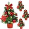 4 Pack 12 Inch Mini Christmas Trees with Lights Table Top (Green and Red) 6.3"D x 6.3"W x 12"H